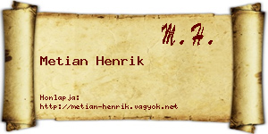 Metian Henrik névjegykártya